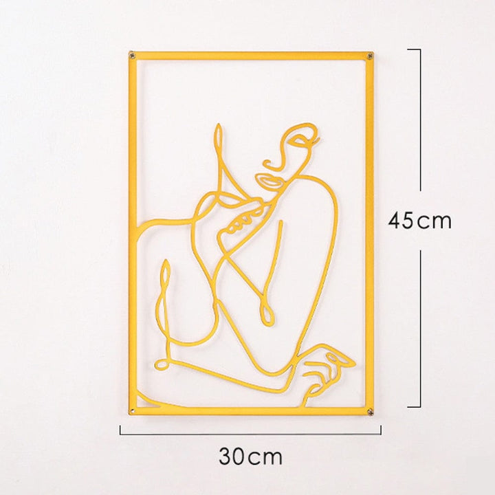 Lisslune | Minimalist Woman Metal Line Art | Black and Gold Metal Wall Art