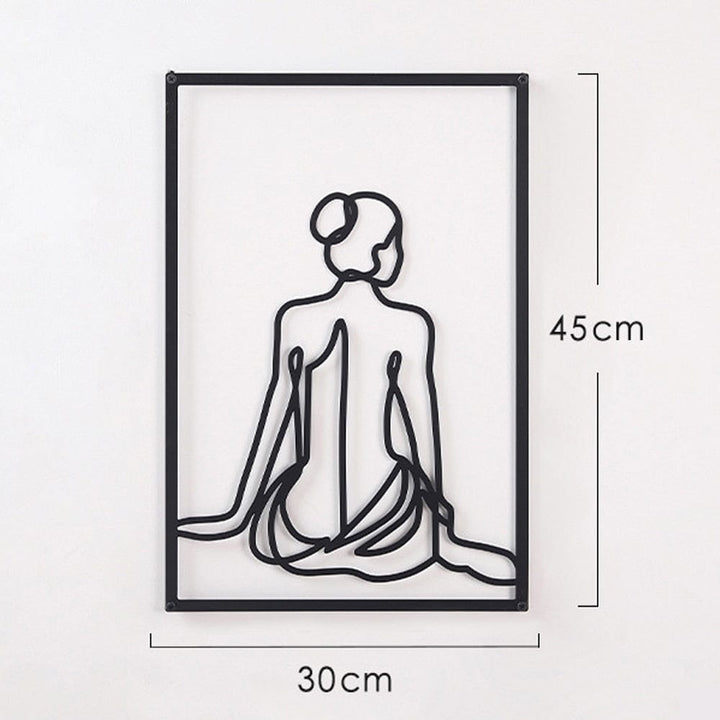 Lisslune | Minimalist Woman Metal Line Art | Black and Gold Metal Wall Art