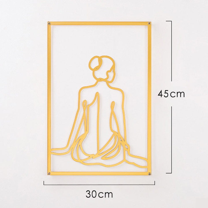 Lisslune | Minimalist Woman Metal Line Art | Black and Gold Metal Wall Art