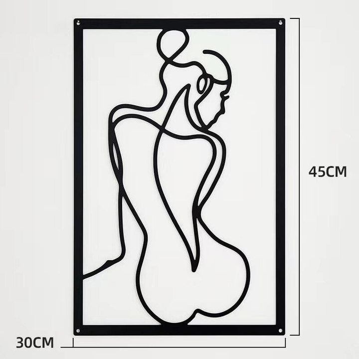 Lisslune | Minimalist Woman Metal Line Art | Black and Gold Metal Wall Art