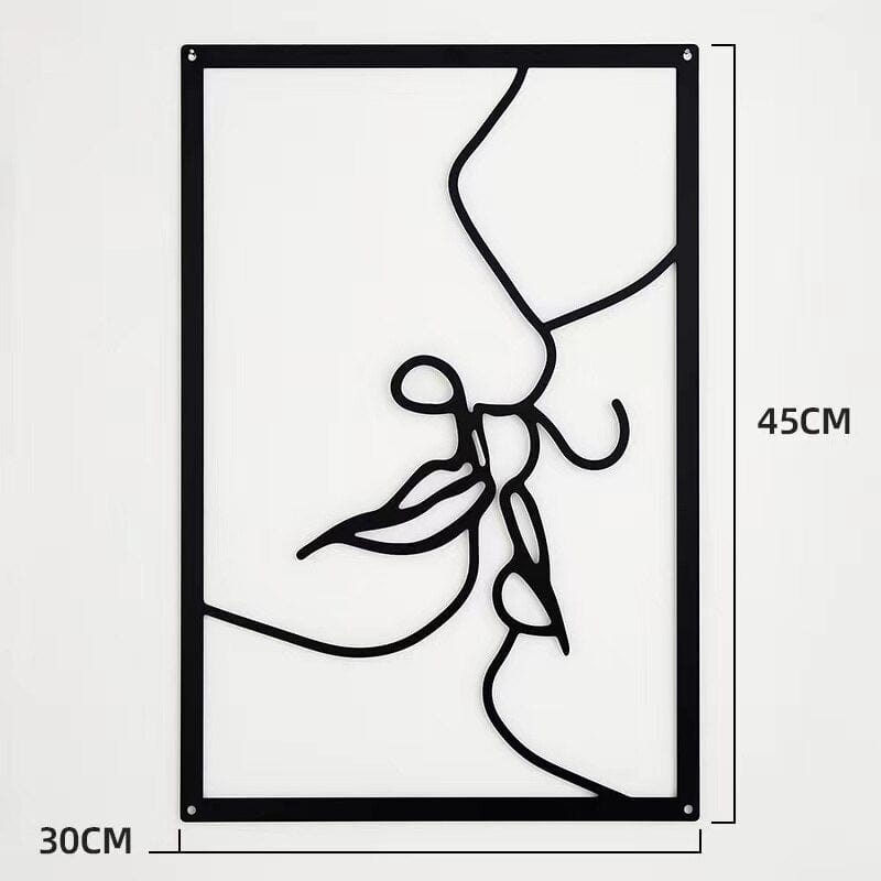 Lisslune | Minimalist Woman Metal Line Art | Black and Gold Metal Wall Art