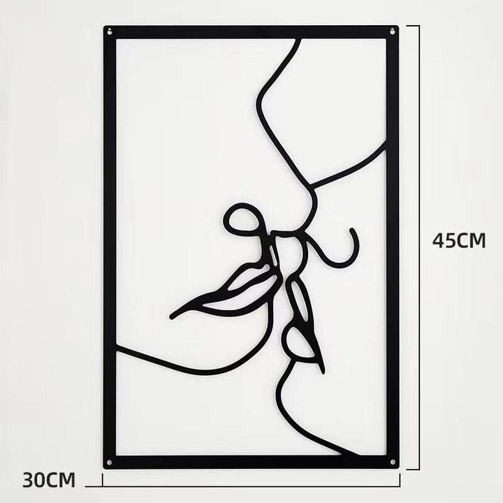 Lisslune | Minimalist Woman Metal Line Art | Black and Gold Metal Wall Art