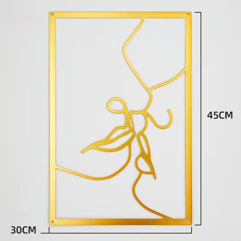 Lisslune | Minimalist Woman Metal Line Art | Black and Gold Metal Wall Art