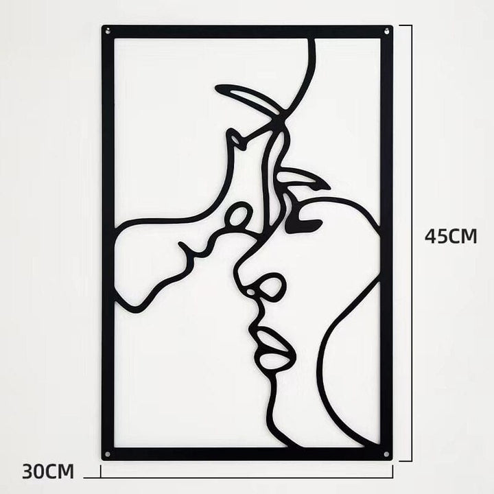Lisslune | Minimalist Woman Metal Line Art | Black and Gold Metal Wall Art