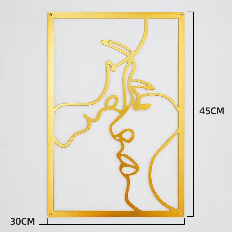 Lisslune | Minimalist Woman Metal Line Art | Black and Gold Metal Wall Art