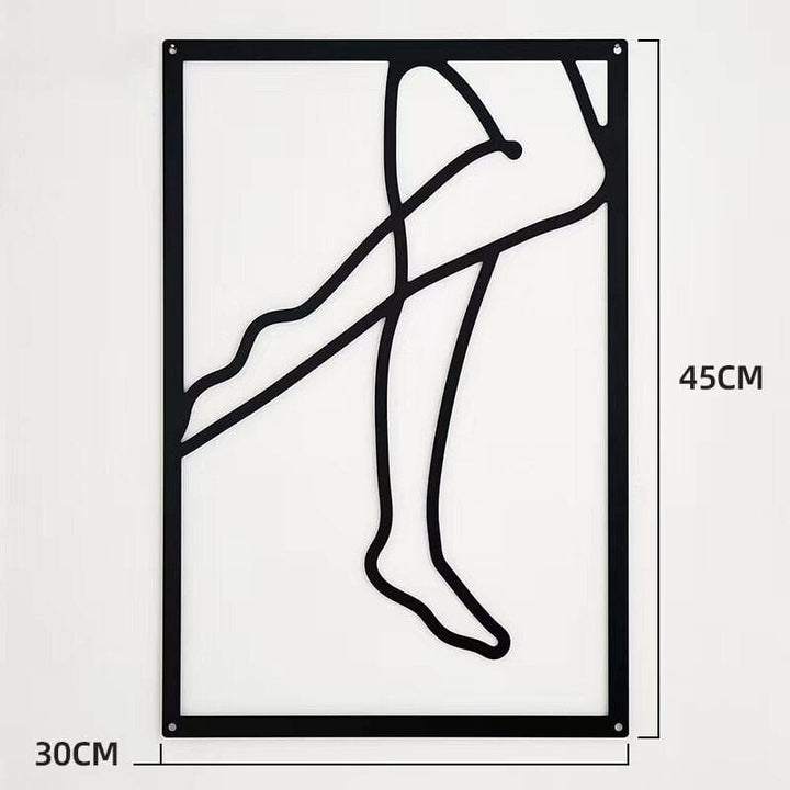Lisslune | Minimalist Woman Metal Line Art | Black and Gold Metal Wall Art