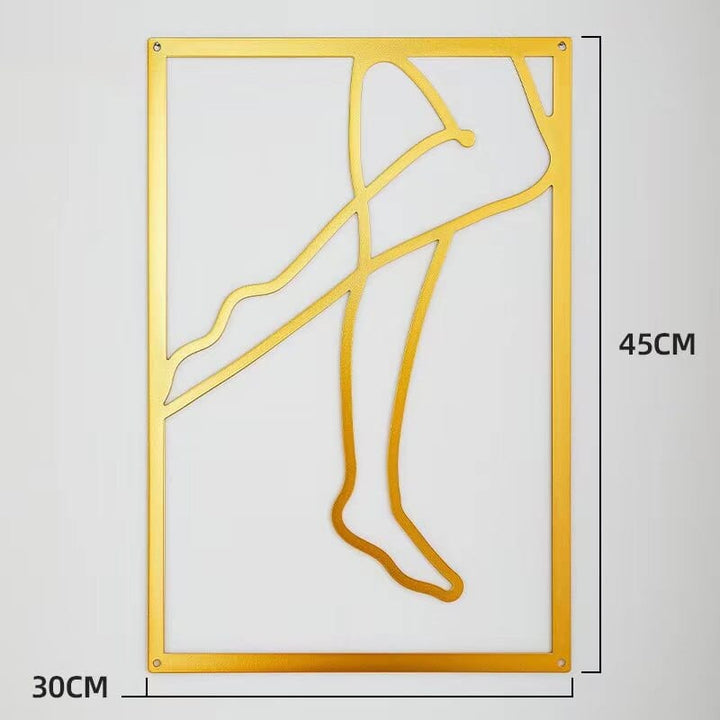 Lisslune | Minimalist Woman Metal Line Art | Black and Gold Metal Wall Art