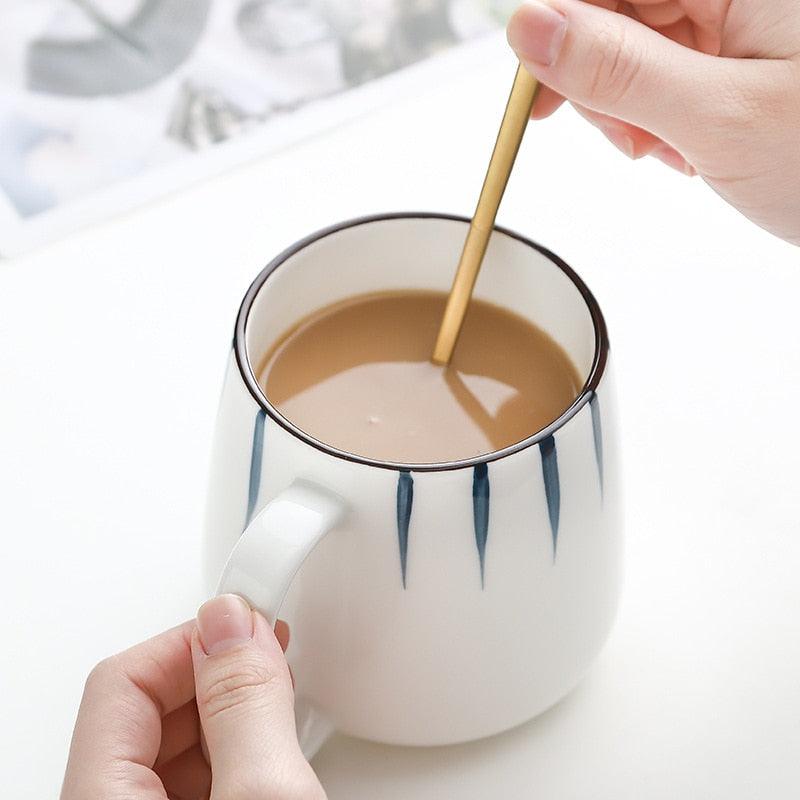Lisslune | Large hand-painted blue and white coastal mugs