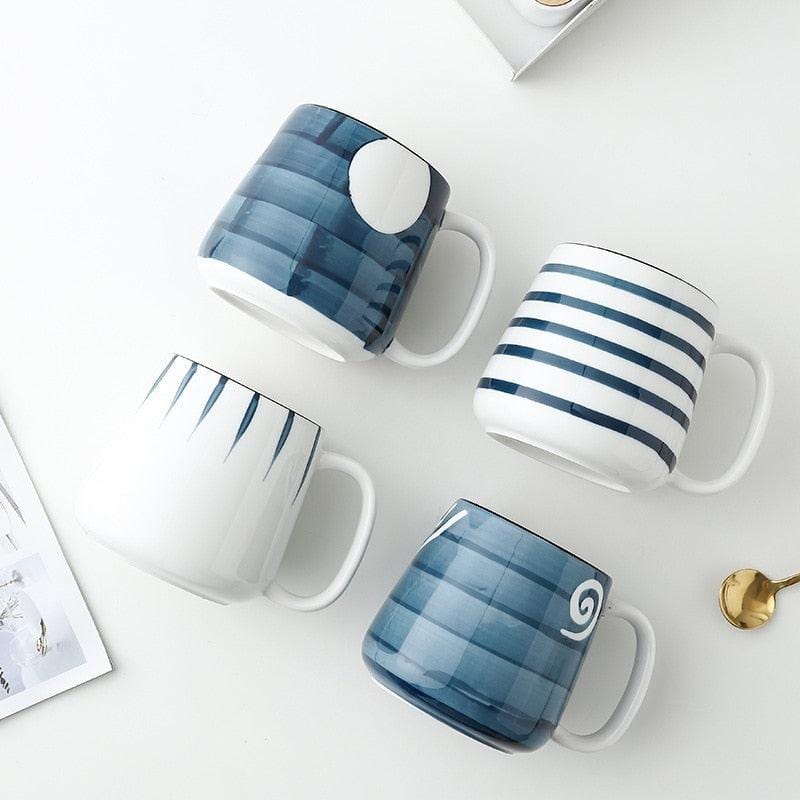 Lisslune | Large hand-painted blue and white coastal mugs