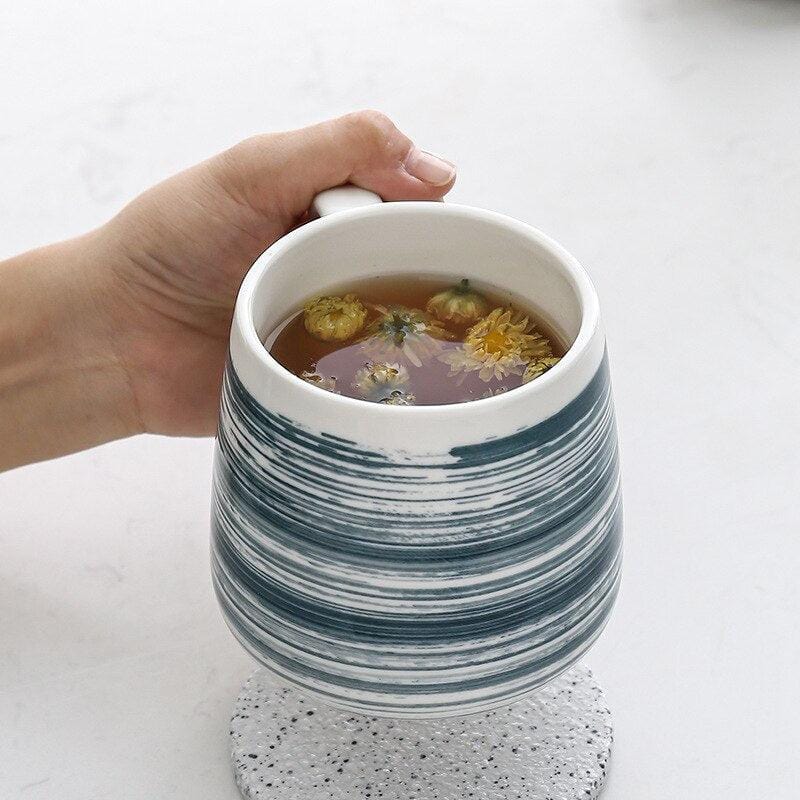 Lisslune | Large hand-painted blue and white coastal mugs