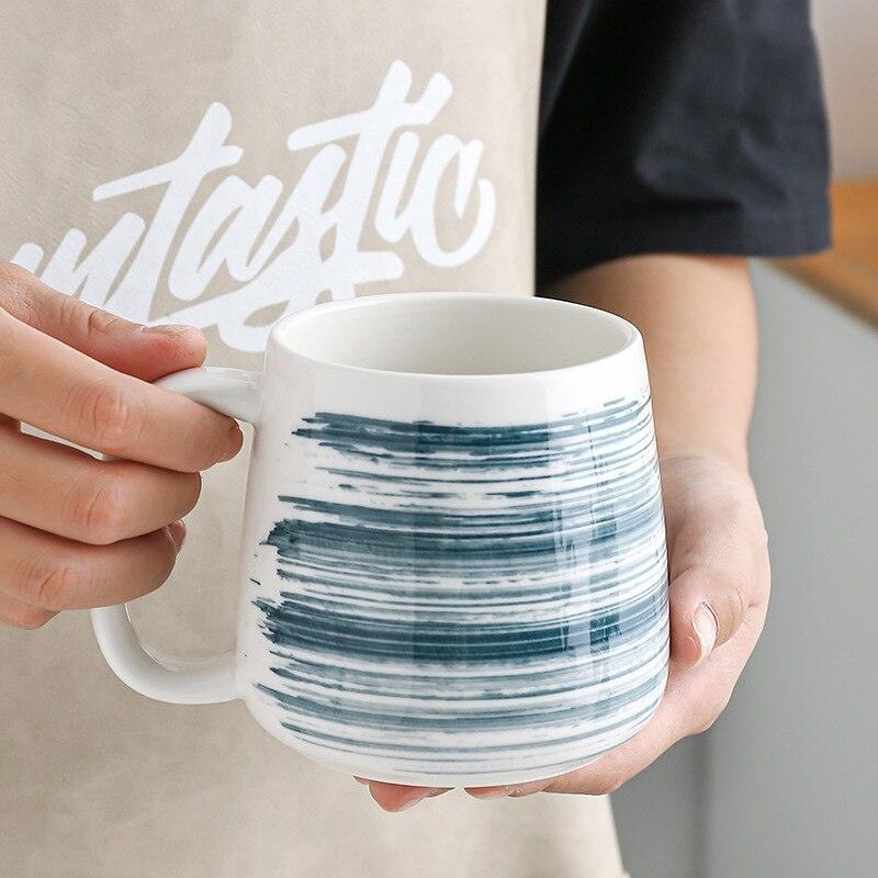 Lisslune | Large hand-painted blue and white coastal mugs