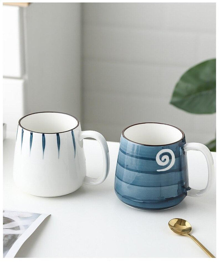 Lisslune | Large hand-painted blue and white coastal mugs