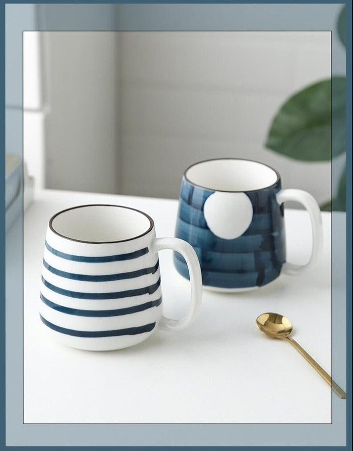 Lisslune | Large hand-painted blue and white coastal mugs