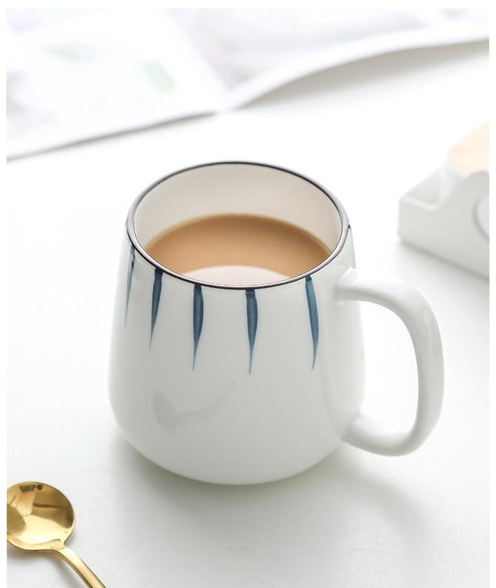 Lisslune | Large hand-painted blue and white coastal mugs
