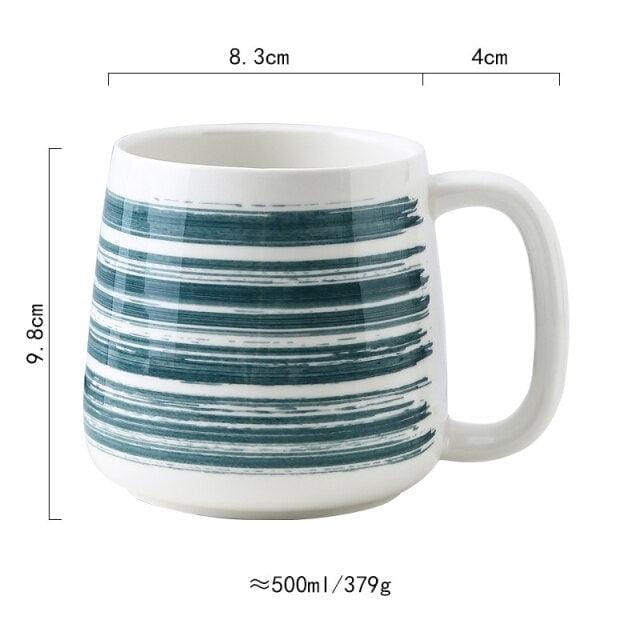 Lisslune | Large hand-painted blue and white coastal mugs