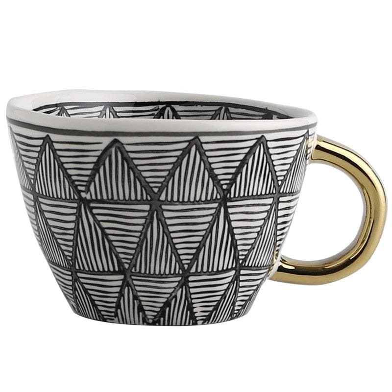 Lisslune | Large hand-painted coffee/mugs - golden handles - 330 ml