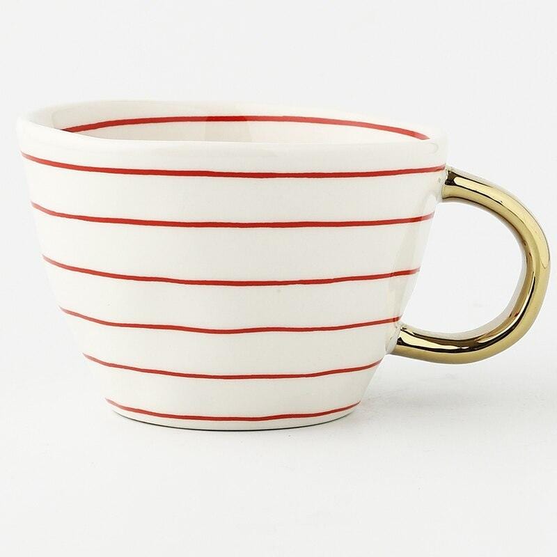 Lisslune | Large hand-painted coffee/mugs - golden handles - 330 ml