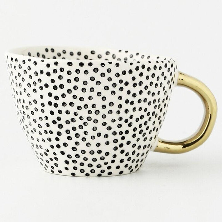 Lisslune | Large hand-painted coffee/mugs - golden handles - 330 ml