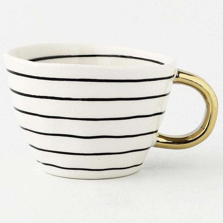 Lisslune | Large hand-painted coffee/mugs - golden handles - 330 ml