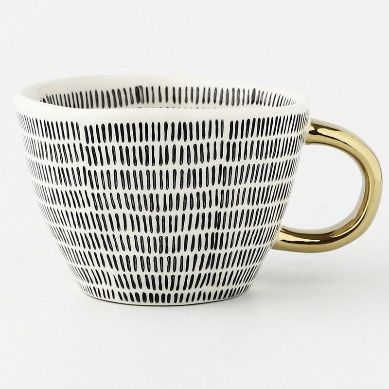 Lisslune | Large hand-painted coffee/mugs - golden handles - 330 ml