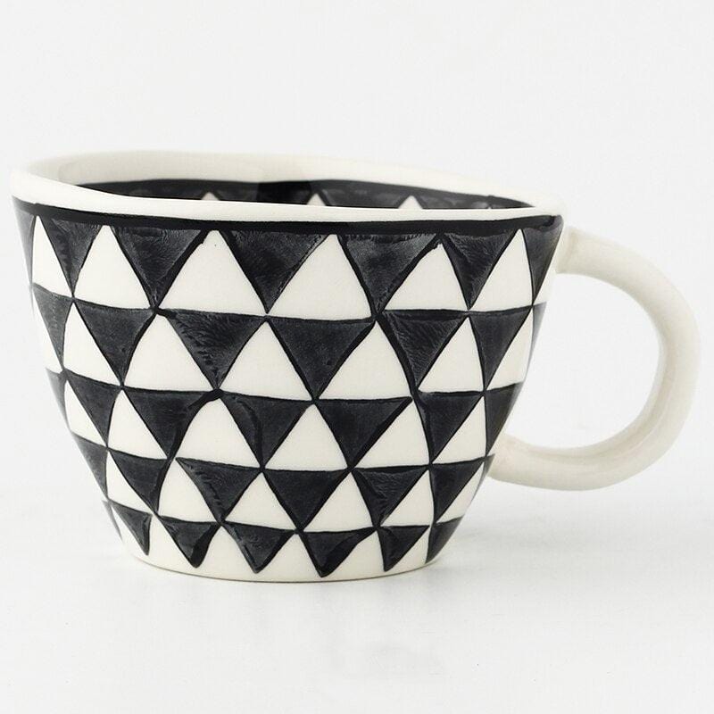 Lisslune | Large hand-painted coffee/tea cups - White handles - 330 ml