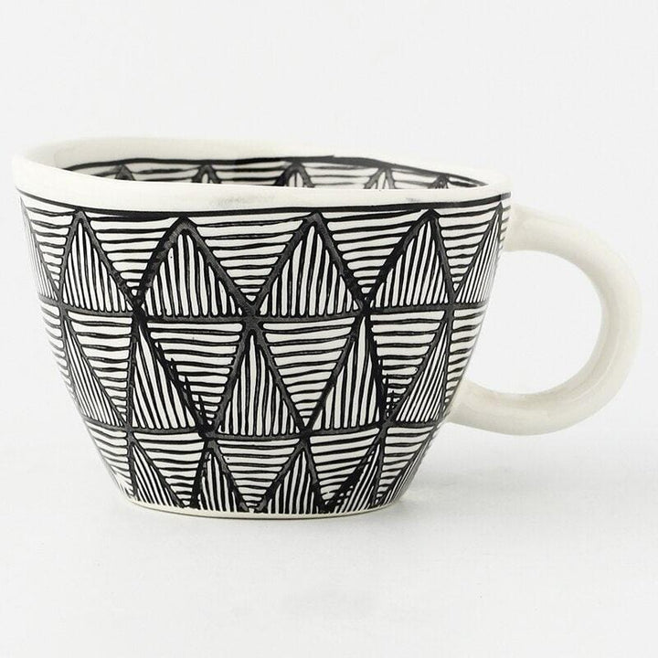 Lisslune | Large hand-painted coffee/tea cups - White handles - 330 ml