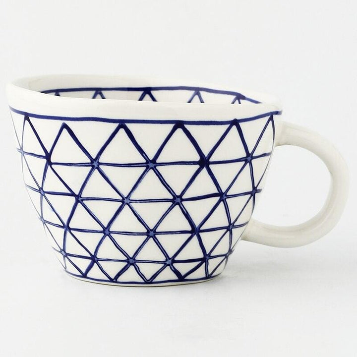 Lisslune | Large hand-painted coffee/tea cups - White handles - 330 ml