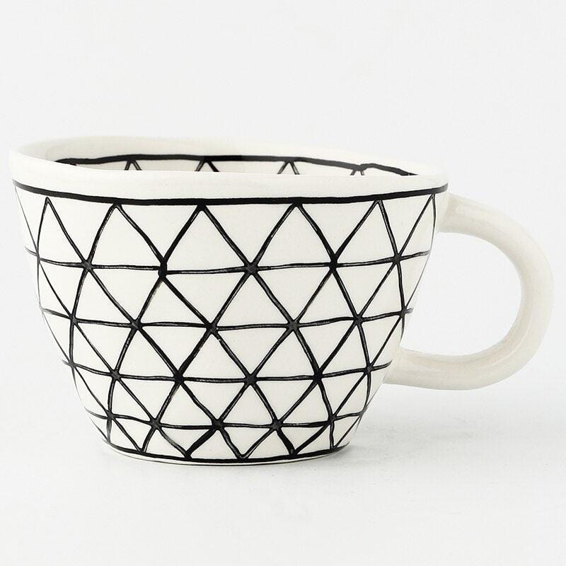 Lisslune | Large hand-painted coffee/tea cups - White handles - 330 ml