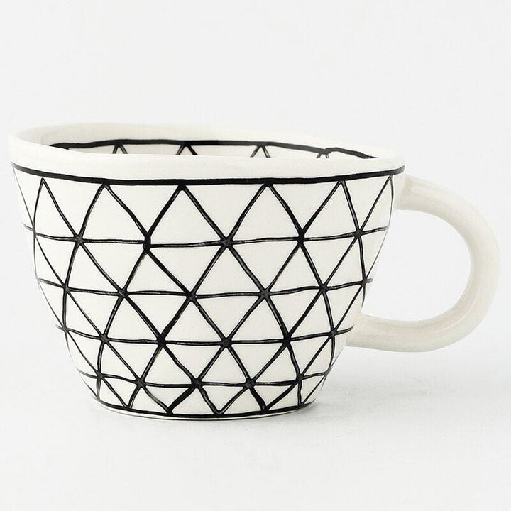 Lisslune | Large hand-painted coffee/tea cups - White handles - 330 ml
