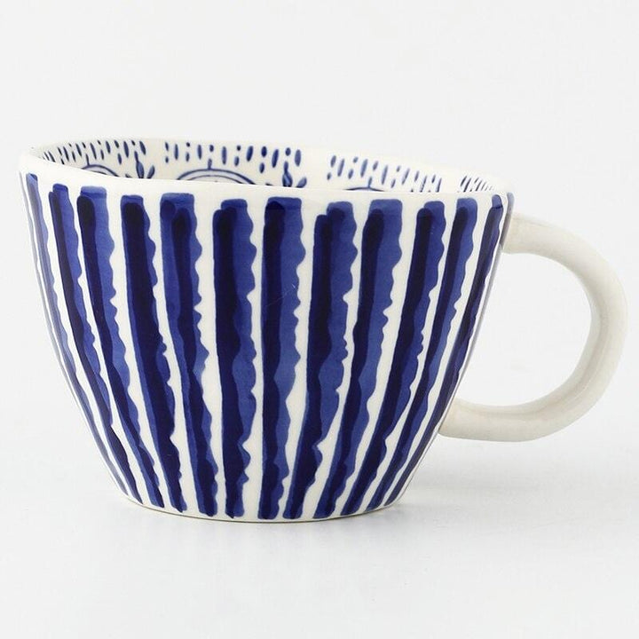 Lisslune | Large hand-painted coffee/tea cups - White handles - 330 ml