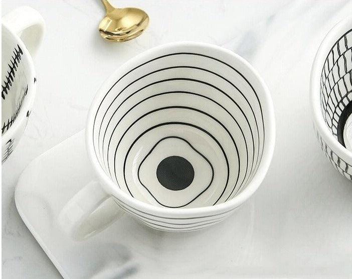 Lisslune | Large hand-painted coffee/tea cups - White handles - 330 ml