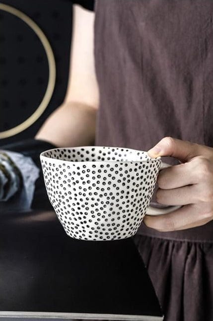 Lisslune | Large hand-painted coffee/tea cups - White handles - 330 ml