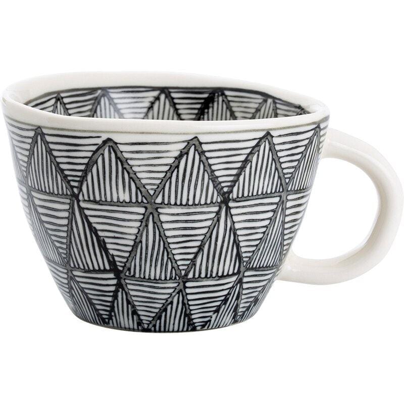 Lisslune | Large hand-painted coffee/tea cups - White handles - 330 ml