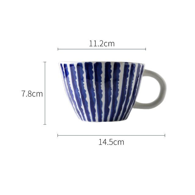 Lisslune | Large hand-painted coffee/tea cups - White handles - 330 ml