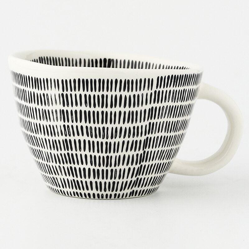 Lisslune | Large hand-painted coffee/tea cups - White handles - 330 ml