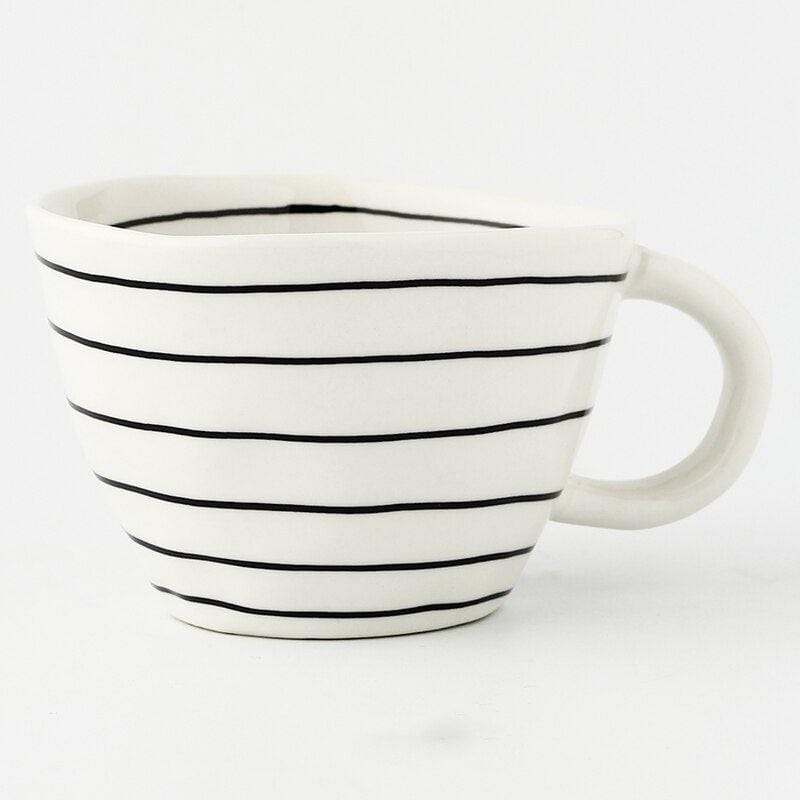 Lisslune | Large hand-painted coffee/tea cups - White handles - 330 ml