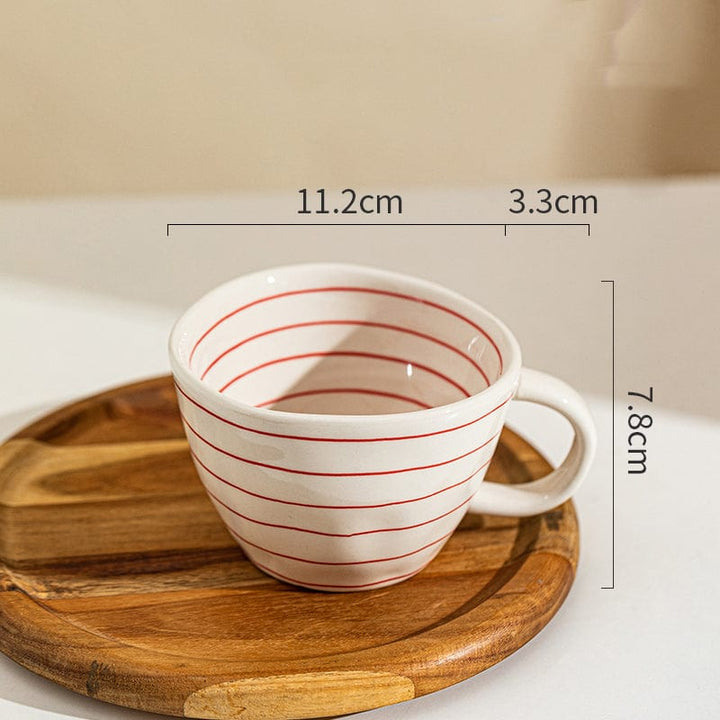 Lisslune | Large hand-painted coffee/tea cups - White handles - 330 ml