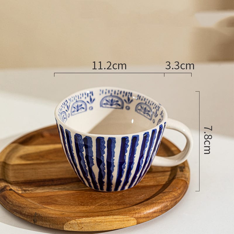 Lisslune | Large hand-painted coffee/tea cups - White handles - 330 ml