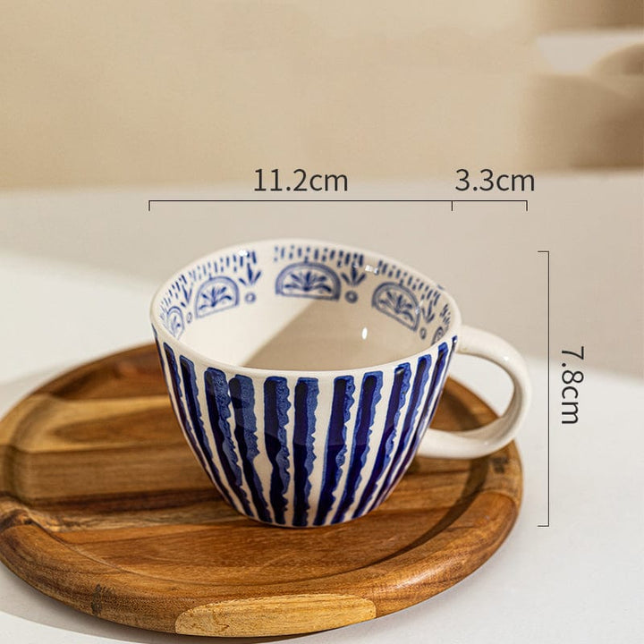 Lisslune | Large hand-painted coffee/tea cups - White handles - 330 ml