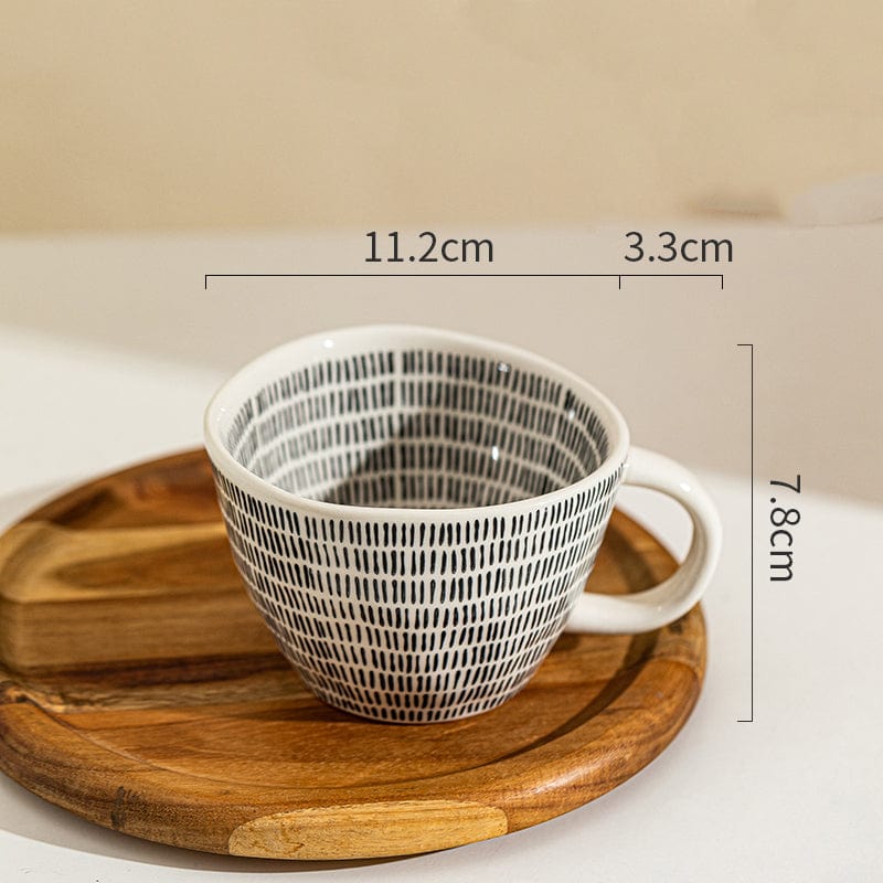 Lisslune | Large hand-painted coffee/tea cups - White handles - 330 ml