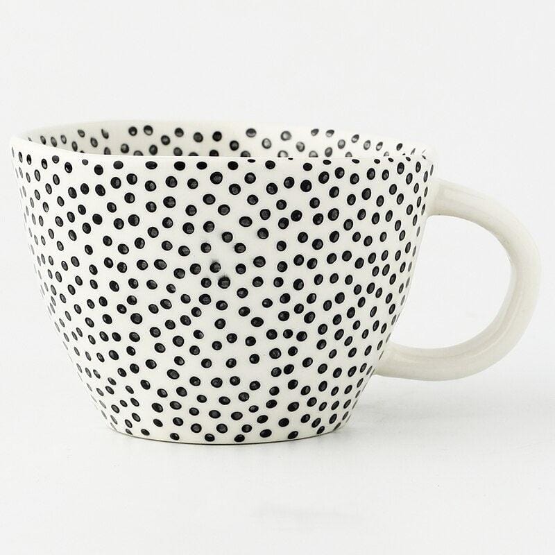 Lisslune | Large hand-painted coffee/tea cups - White handles - 330 ml
