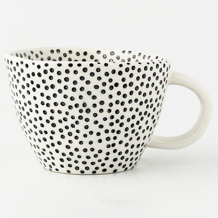 Lisslune | Large hand-painted coffee/tea cups - White handles - 330 ml