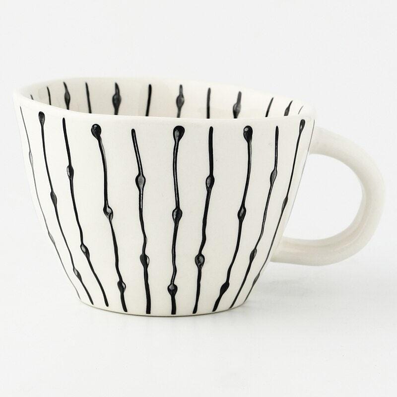 Lisslune | Large hand-painted coffee/tea cups - White handles - 330 ml