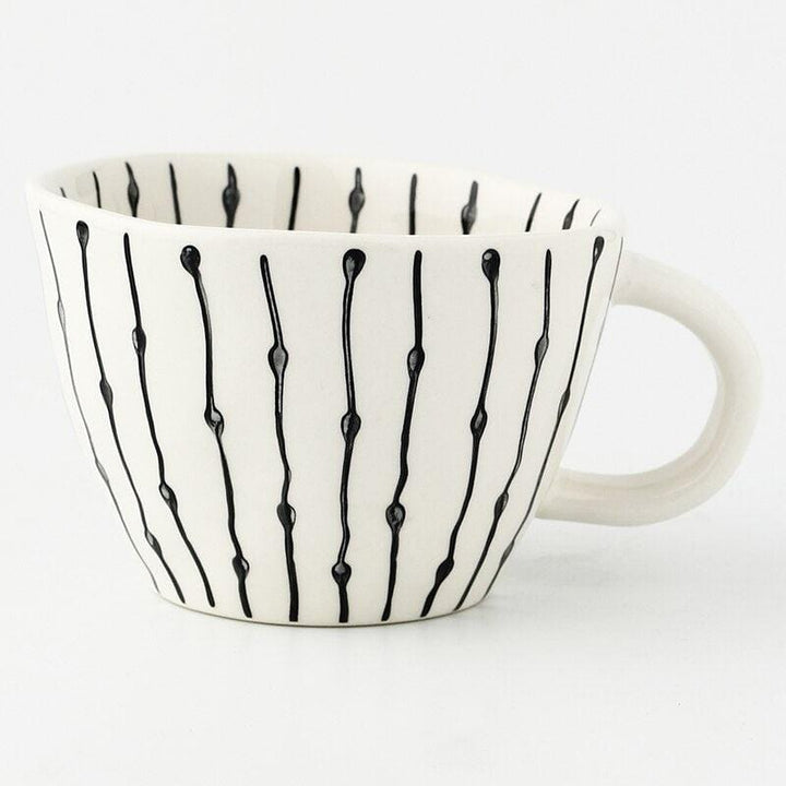 Lisslune | Large hand-painted coffee/tea cups - White handles - 330 ml