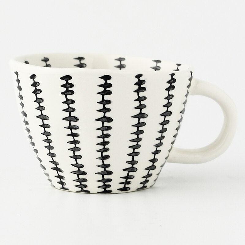 Lisslune | Large hand-painted coffee/tea cups - White handles - 330 ml