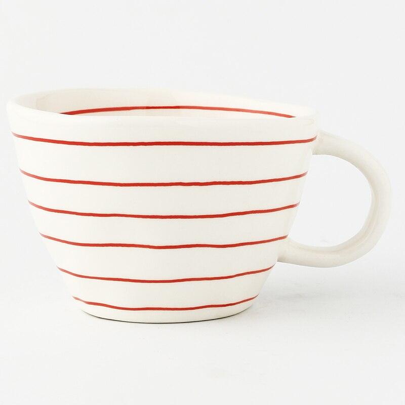 Lisslune | Large hand-painted coffee/tea cups - White handles - 330 ml