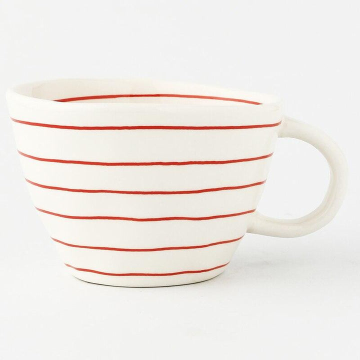 Lisslune | Large hand-painted coffee/tea cups - White handles - 330 ml