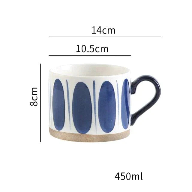 Lisslune | Large Stoneware Breakfast/Soup Mugs - Hand-Painted 450 ml