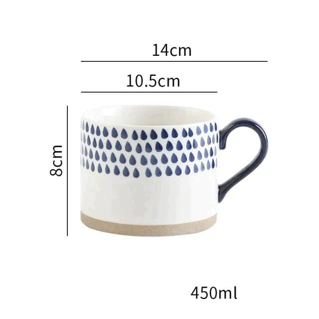 Lisslune | Large Stoneware Breakfast/Soup Mugs - Hand-Painted 450 ml