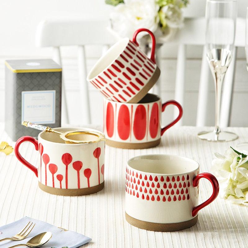Lisslune | Large Stoneware Breakfast/Soup Mugs - Hand-Painted 450 ml